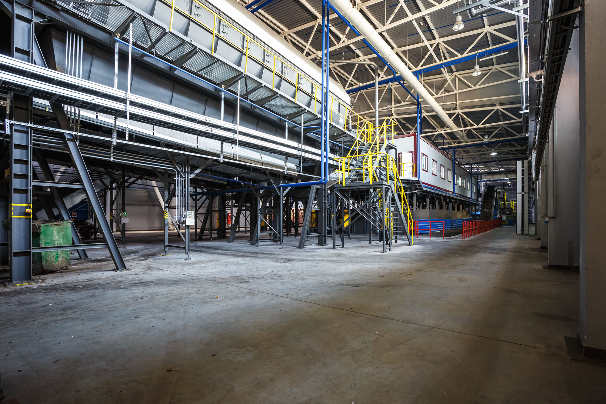 Modern waste recycling processing plant. Separate garbage collection. Recycling and storage of waste for further disposal.